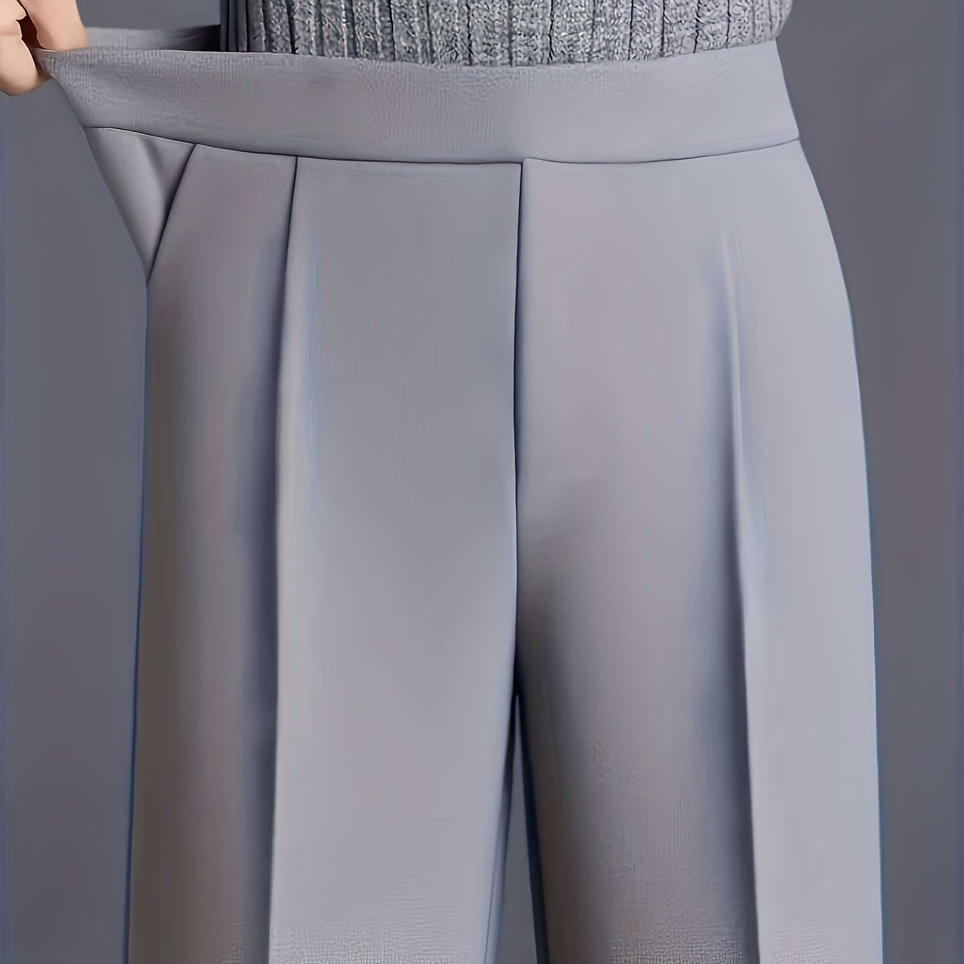 Women's High-Waisted Straight-Leg Pants - Elegant Slant Pockets   OAXG 