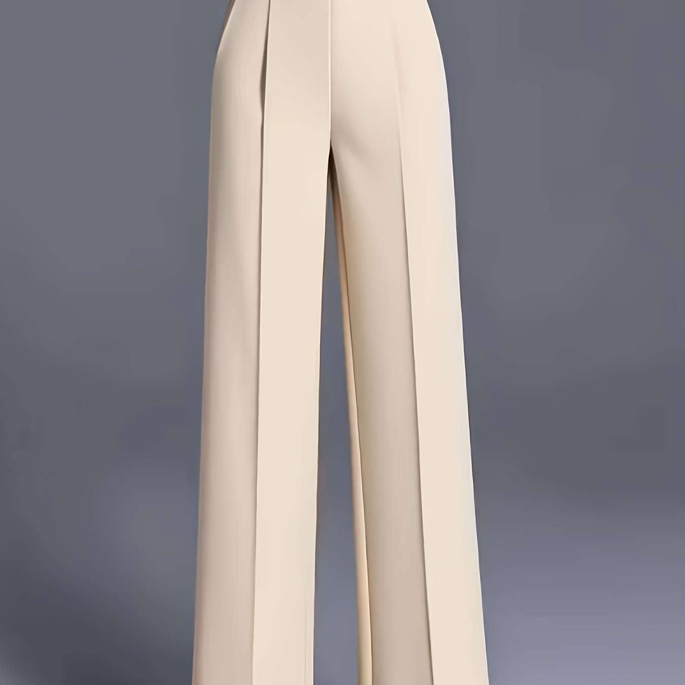 Women's High-Waisted Straight-Leg Pants - Elegant Slant Pockets   OAXG 