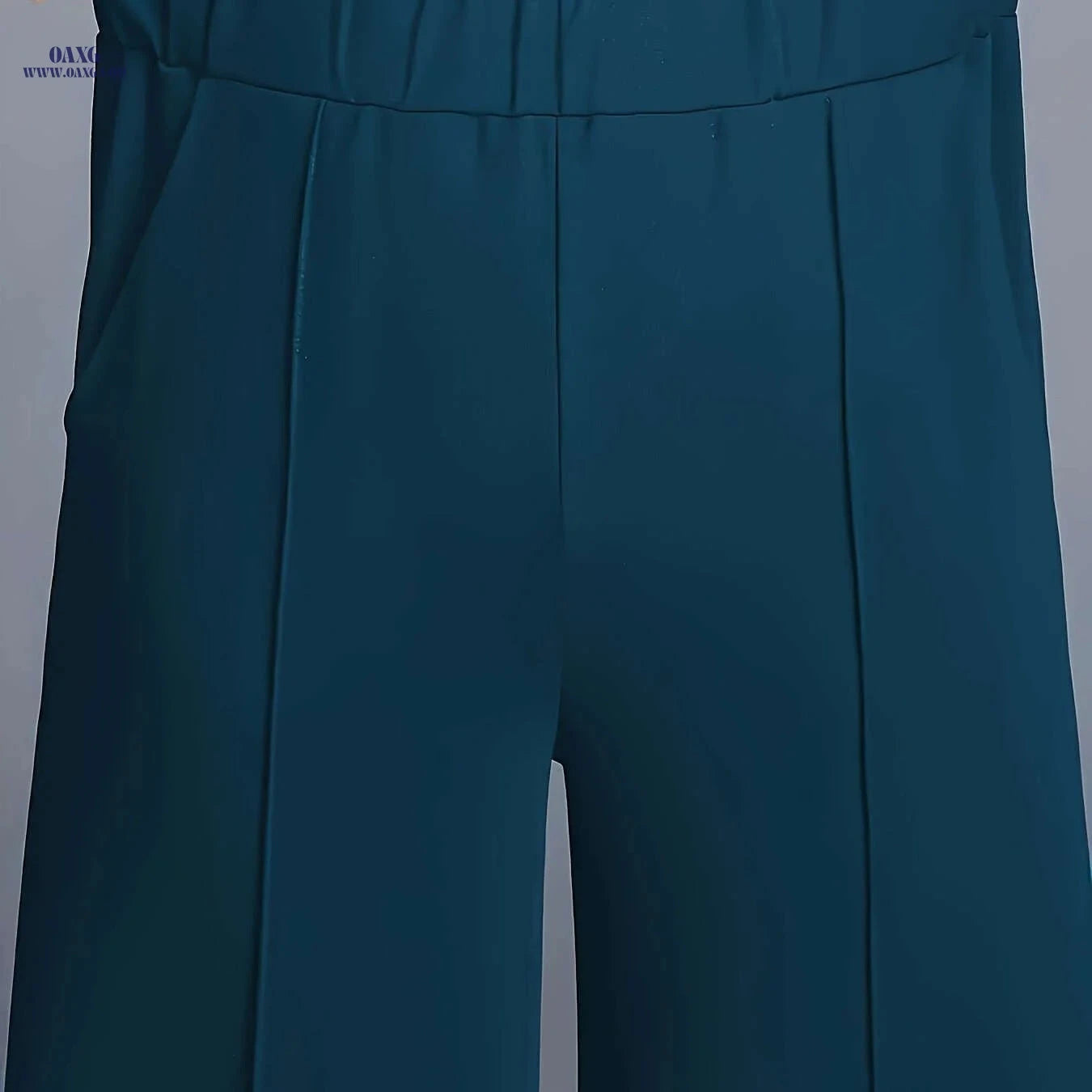 Women's High-Waisted Straight-Leg Pants - Elegant Slant Pockets   OAXG 