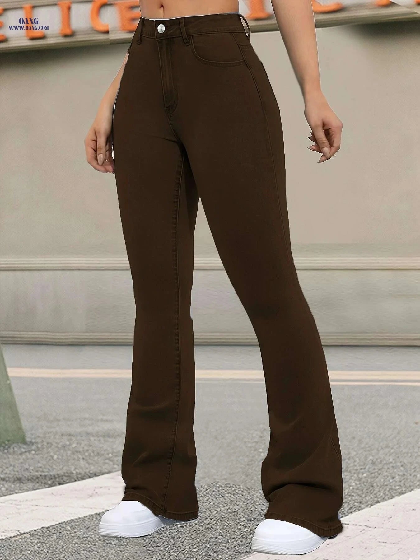 Women’s High-Waisted Stretch Denim Jeans - Butt-Lifting Wide-Leg Fit   OAXG 