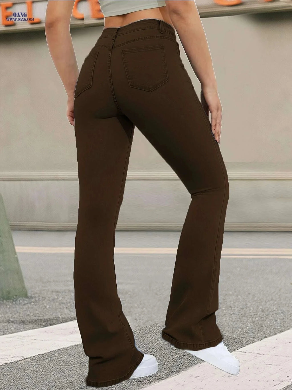 Women’s High-Waisted Stretch Denim Jeans - Butt-Lifting Wide-Leg Fit   OAXG 