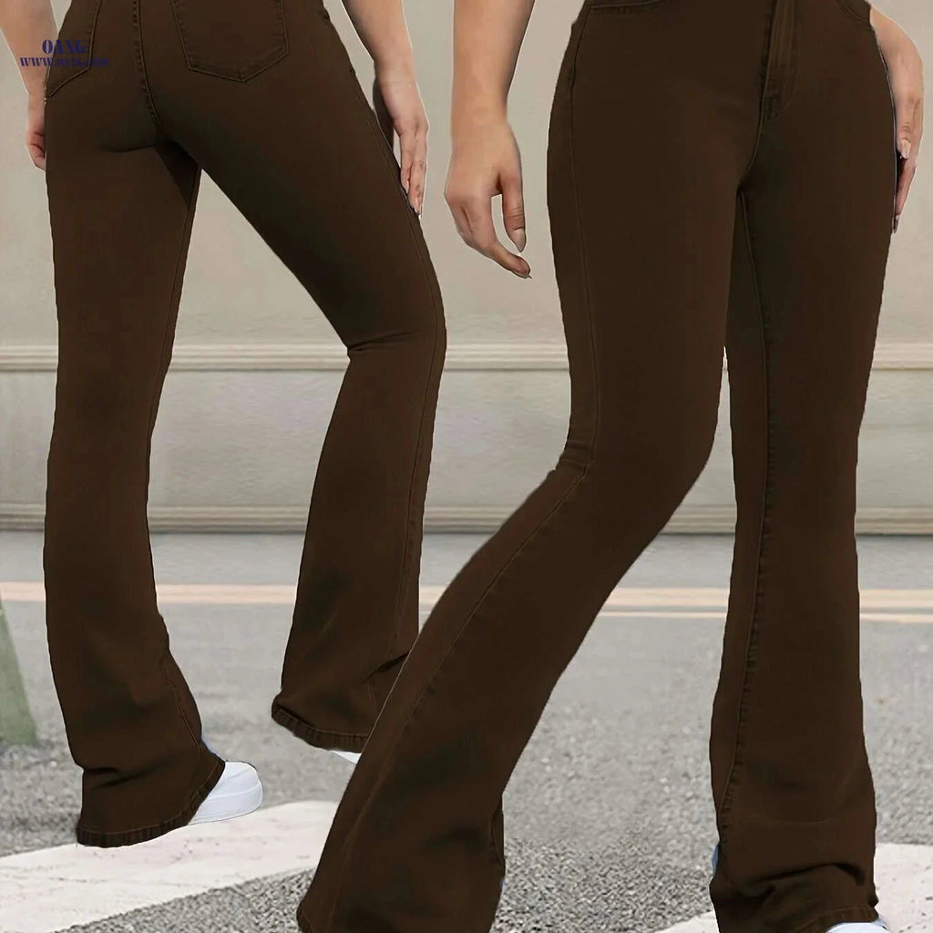 Women’s High-Waisted Stretch Denim Jeans - Butt-Lifting Wide-Leg Fit   OAXG 