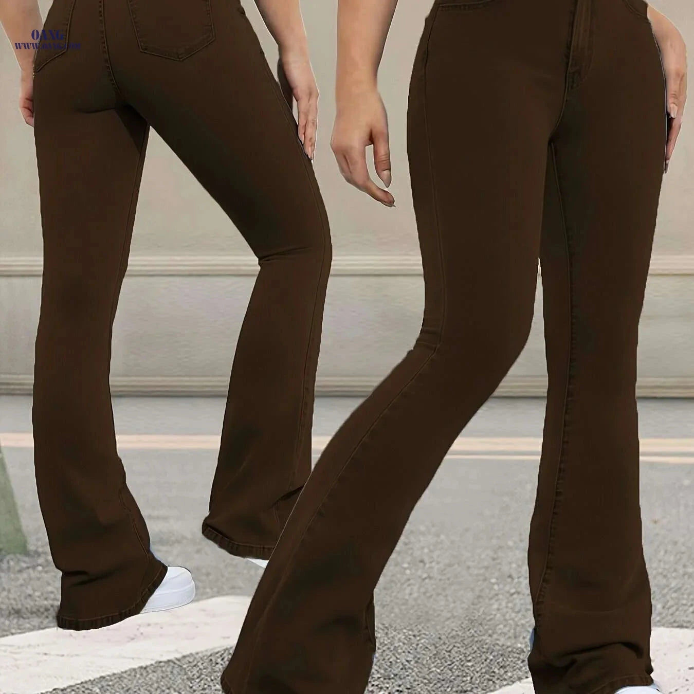 Women’s High-Waisted Stretch Denim Jeans - Butt-Lifting Wide-Leg Fit   OAXG 