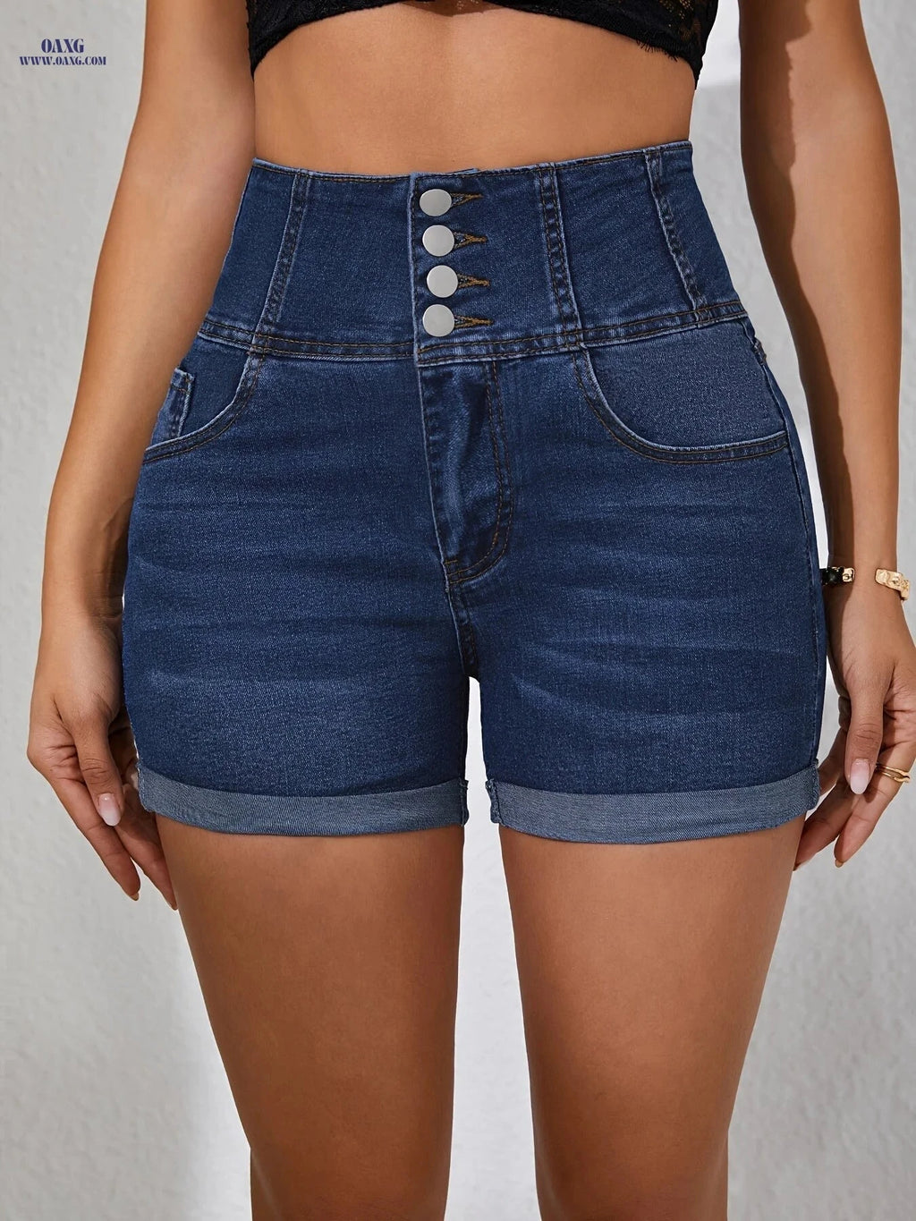 Women's High-Waisted Stretch Denim Shorts - Sexy & Comfortable Fit   OAXG 