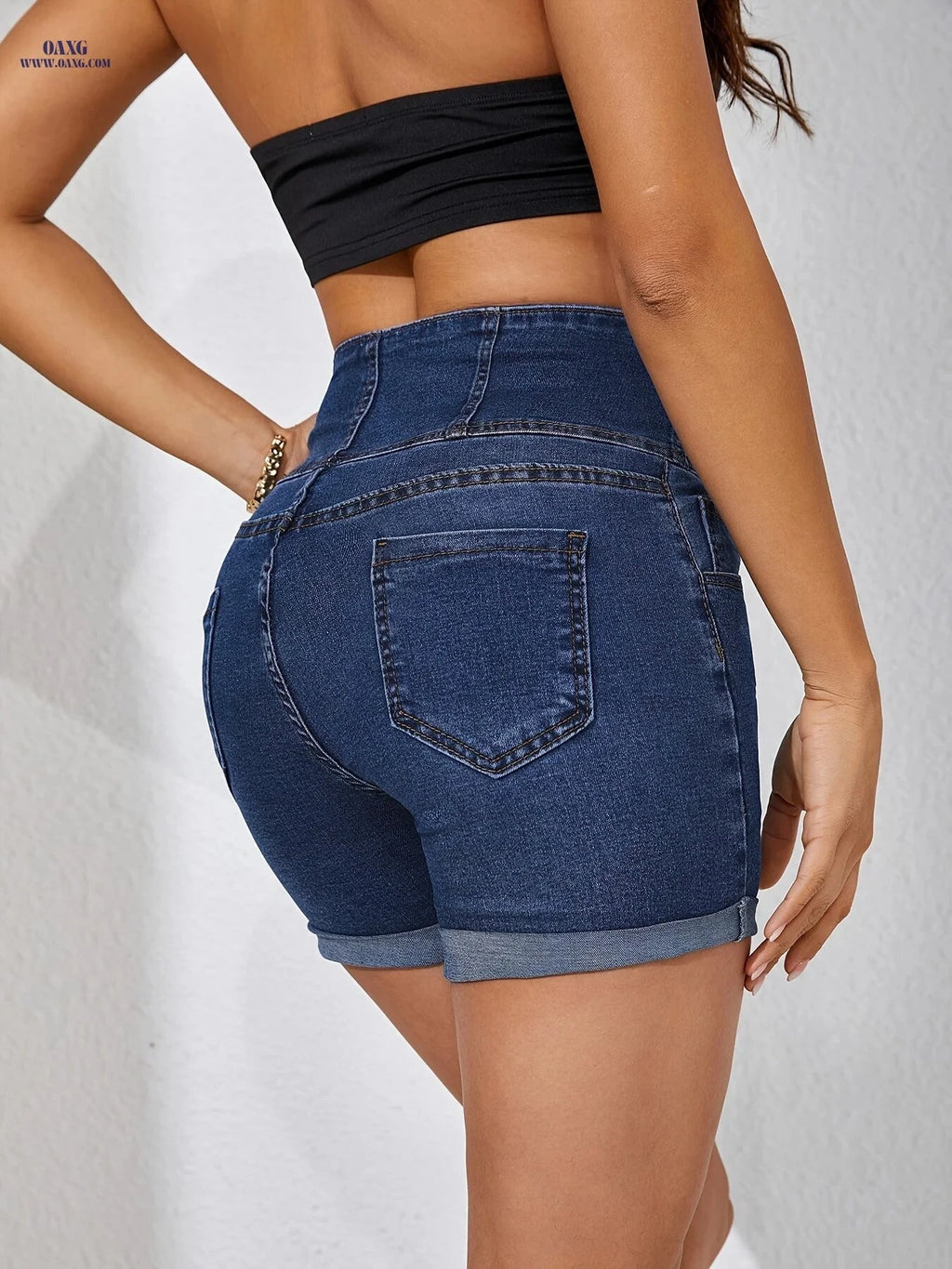 Women's High-Waisted Stretch Denim Shorts - Sexy & Comfortable Fit   OAXG 