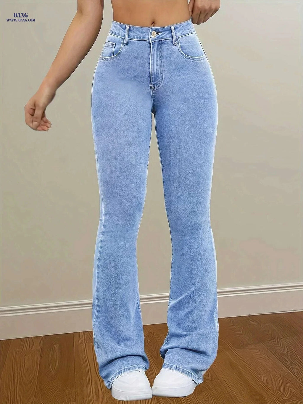 Women's High Waisted Stretch Flare Jeans - All-Season Stylish Essential   OAXG Sky Blue / XS