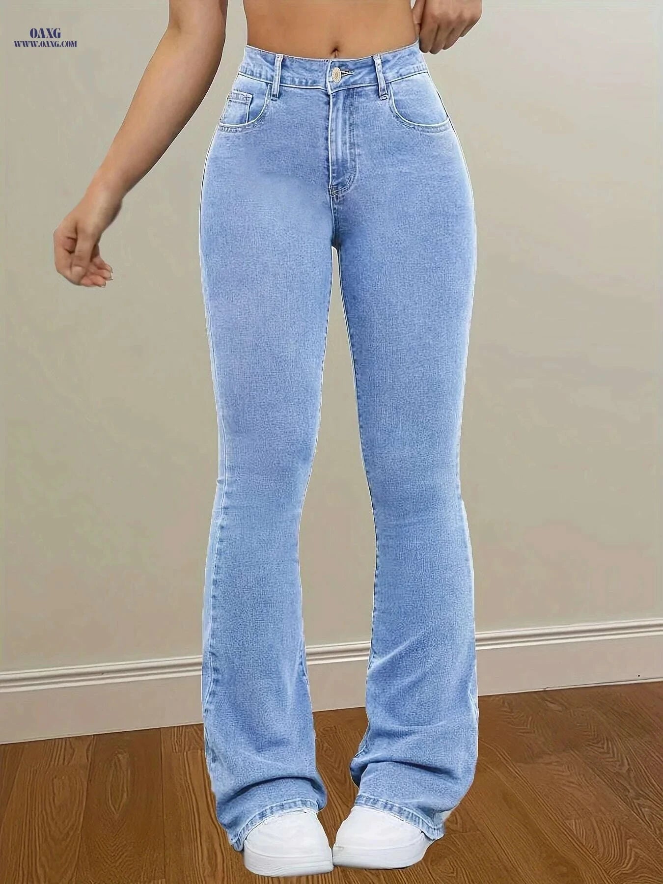 Women's High Waisted Stretch Flare Jeans - All-Season Stylish Essential   OAXG Sky Blue / XS