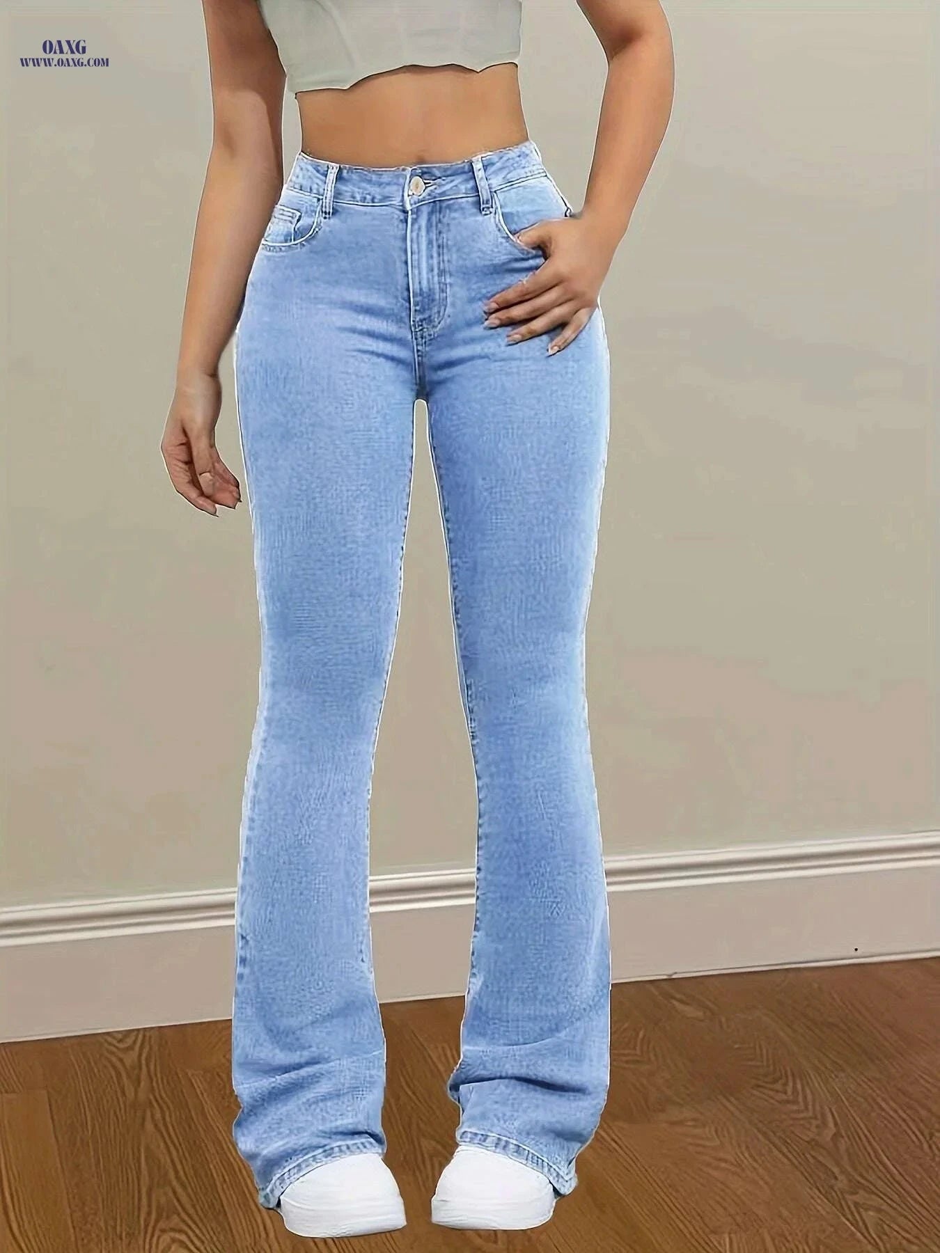 Women's High Waisted Stretch Flare Jeans - All-Season Stylish Essential   OAXG Sky Blue / XS