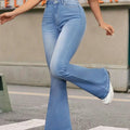 Women's High-Waisted Stretch Flared Jeans - All-Season Comfort Fit   OAXG Sky Blue / XS