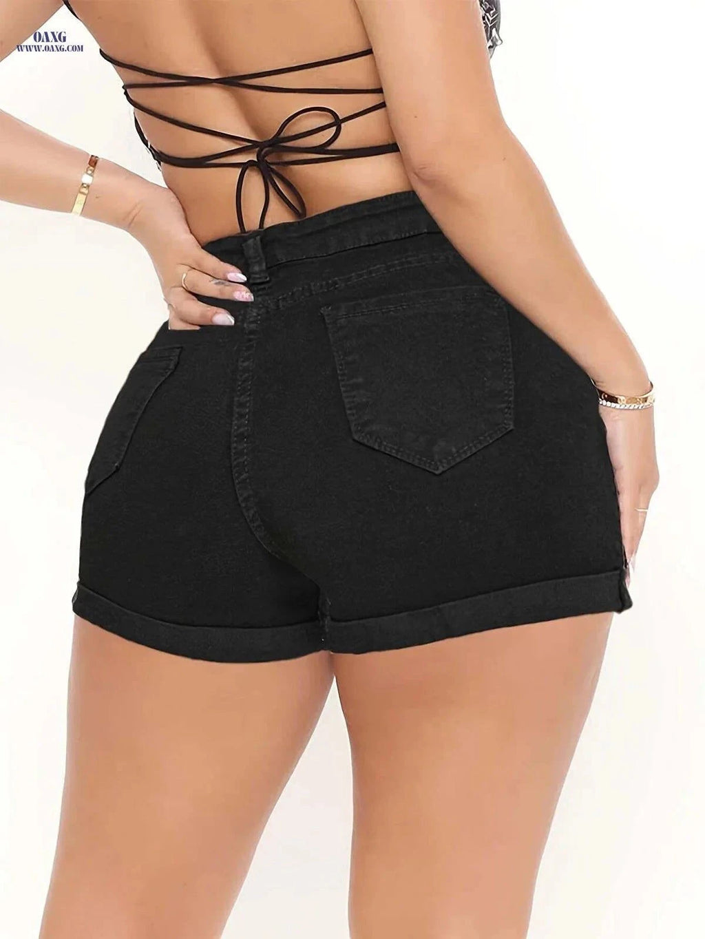 Women's High Waisted Stretch Jeans - Slim Fit for Stylish Comfort   OAXG Black / S