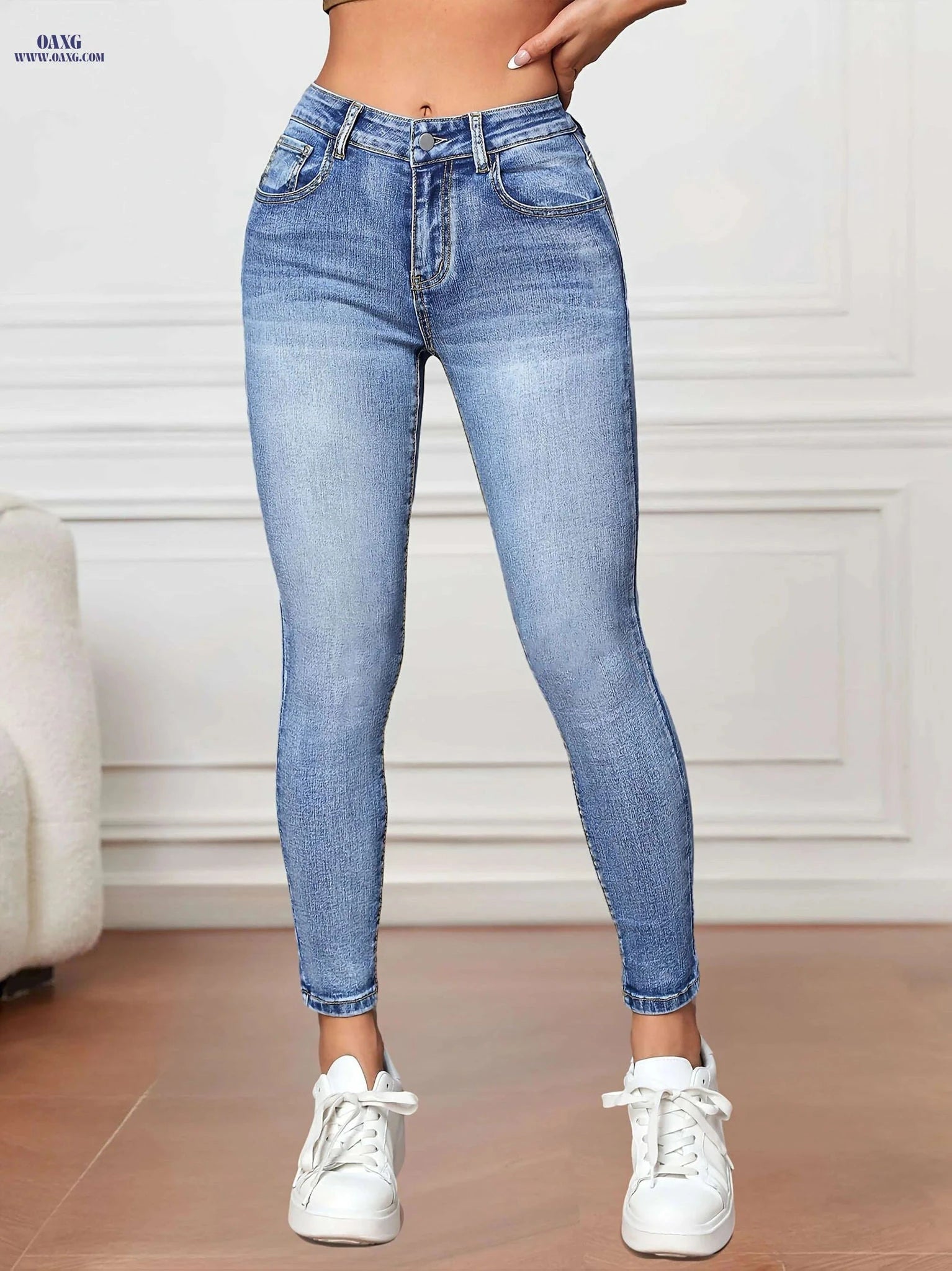 Women's High-Waisted Stretch Skinny Jeans - Tummy Control, All-Season Fit   OAXG Blue / XS