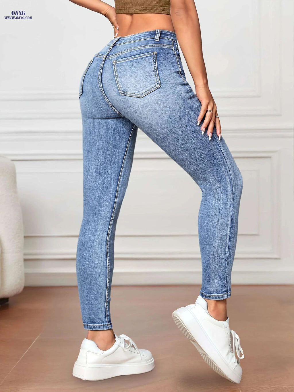 Women's High-Waisted Stretch Skinny Jeans - Tummy Control, All-Season Fit   OAXG Blue / XS