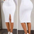 Women's High-Waisted Stretchy Denim Skirt - Slim Fit for Casual Style   OAXG 