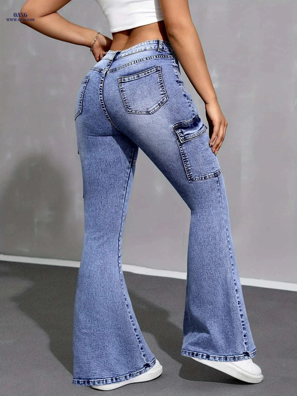 Women's High-Waisted Stretchy Flared Jeans - Versatile All-Season Style   OAXG 