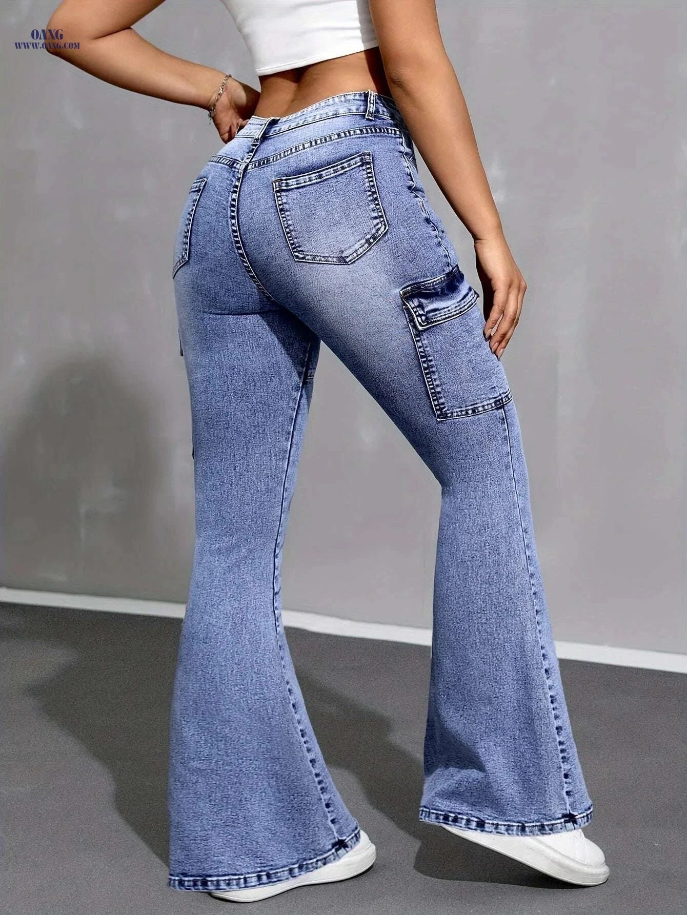 Women's High-Waisted Stretchy Flared Jeans - Versatile All-Season Style   OAXG 