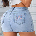 Women's High-Waisted Stretchy Skinny Skirt - Butterfly Embroidery Design   OAXG 