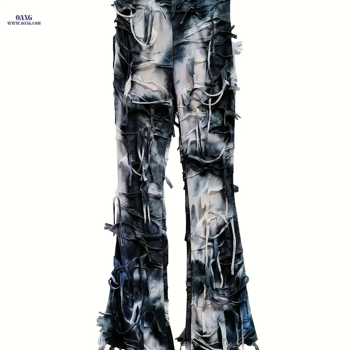 Women's High-Waisted Tie-Dye Flare Pants - Semi-Sheer, Elastic Waist   OAXG 