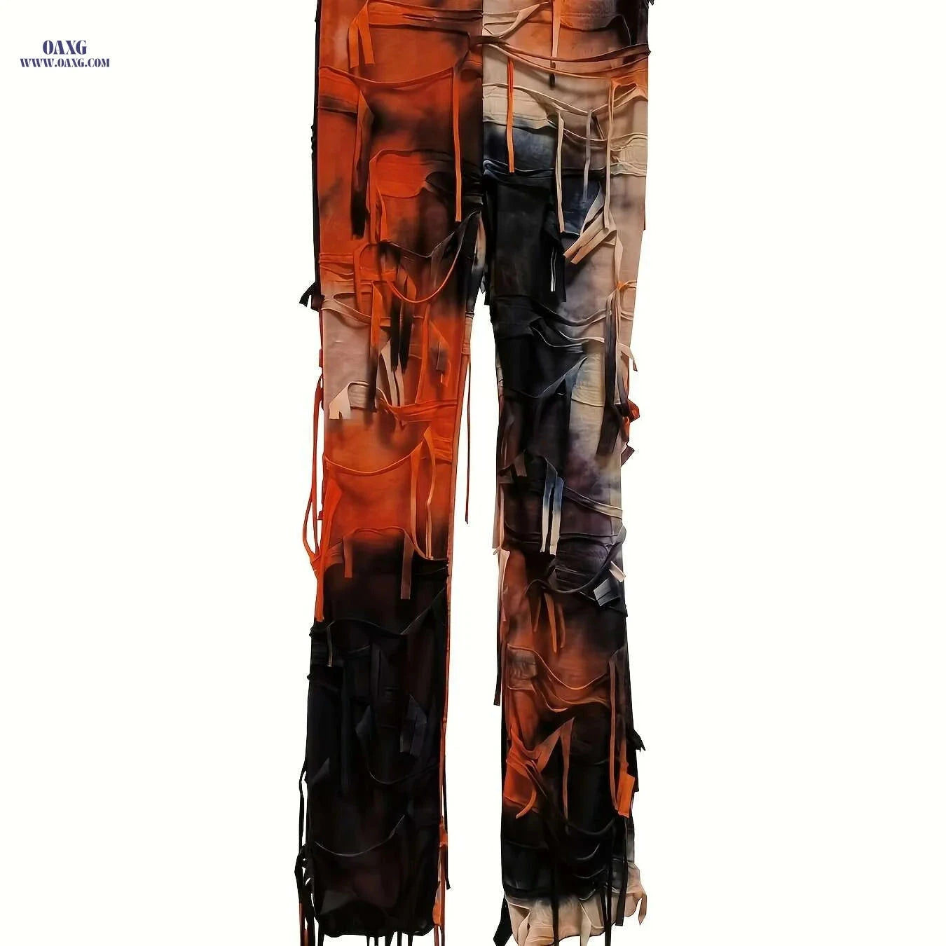 Women's High-Waisted Tie-Dye Flare Pants - Semi-Sheer, Elastic Waist   OAXG 