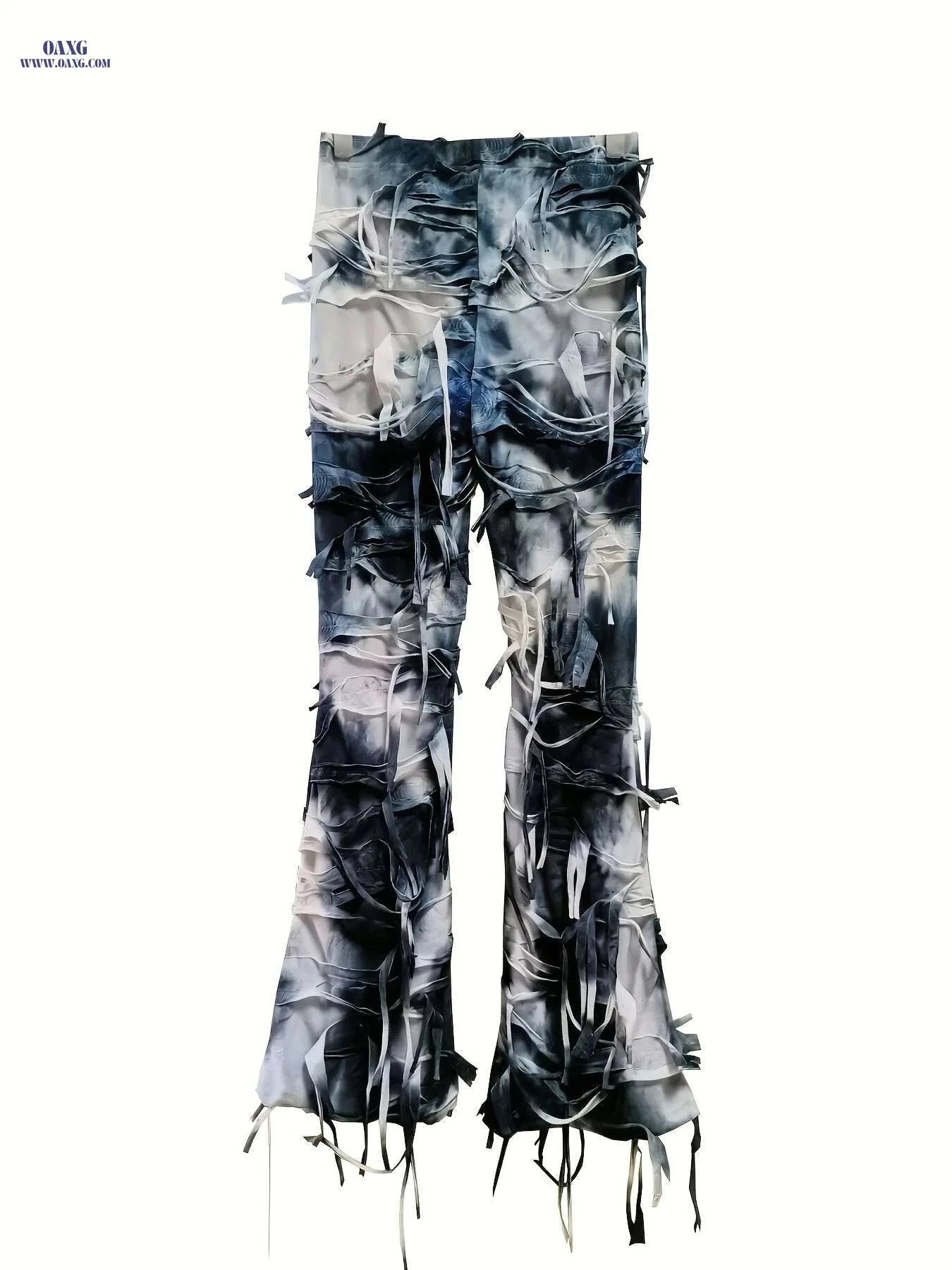 Women's High-Waisted Tie-Dye Flare Pants - Semi-Sheer, Elastic Waist   OAXG 