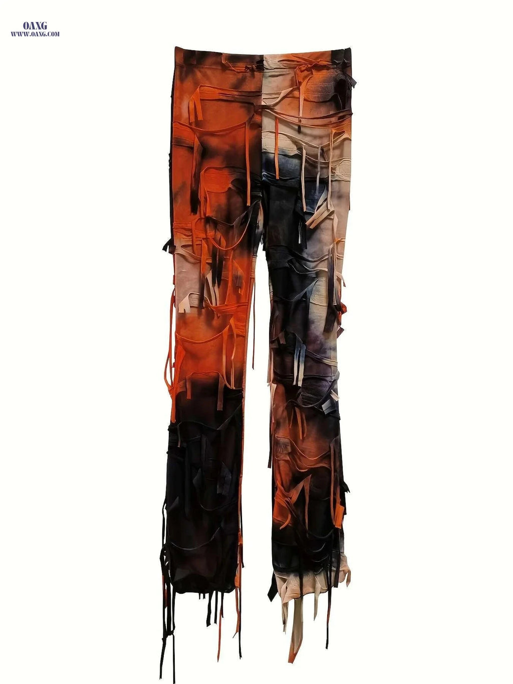 Women's High-Waisted Tie-Dye Flare Pants - Semi-Sheer, Elastic Waist   OAXG Multicolor / S