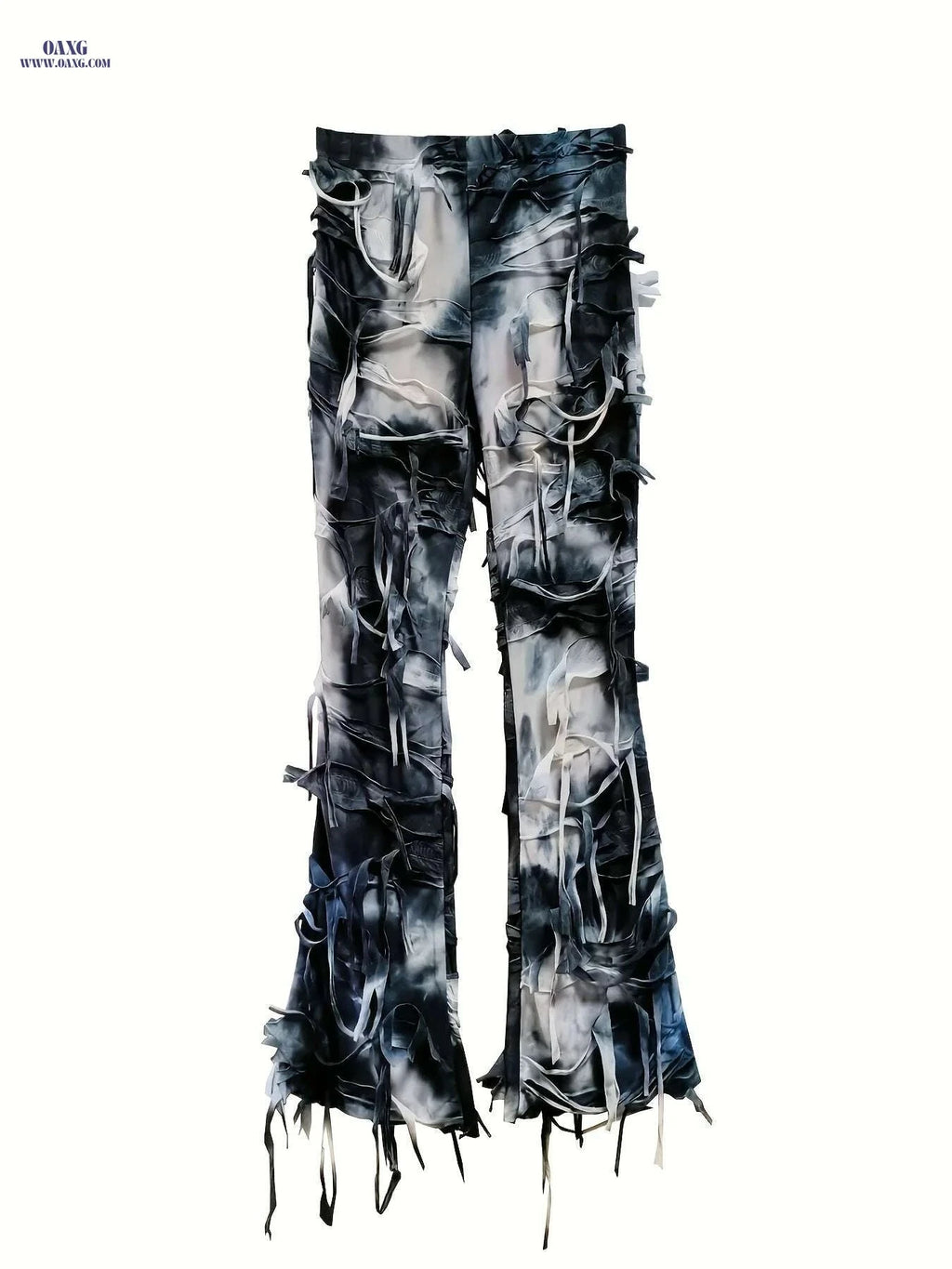Women's High-Waisted Tie-Dye Flare Pants - Semi-Sheer, Elastic Waist   OAXG Multicolor / S