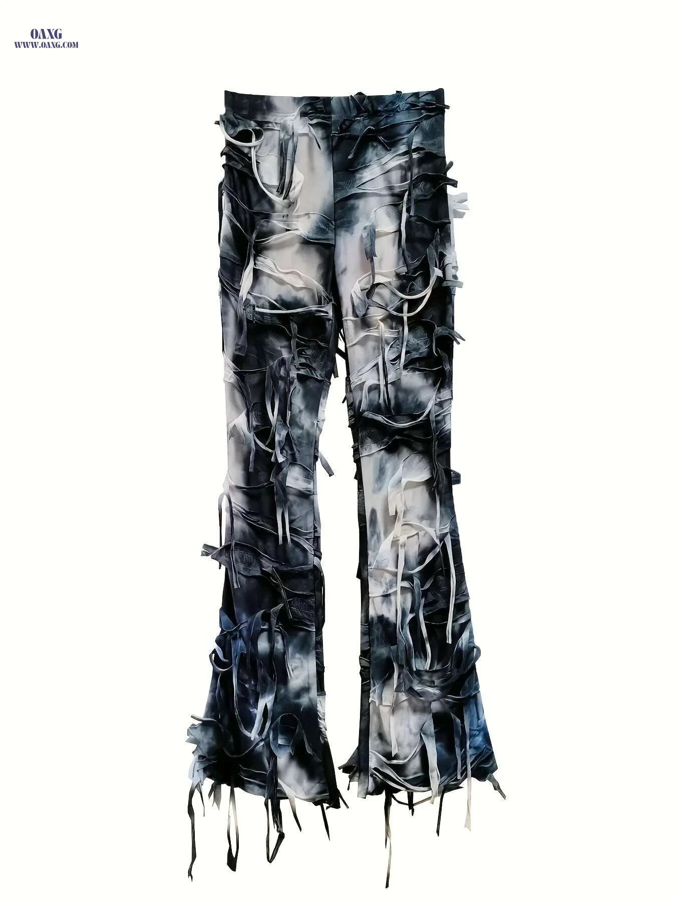 Women's High-Waisted Tie-Dye Flare Pants - Semi-Sheer, Elastic Waist   OAXG Multicolor / S