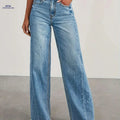 Women's High-Waisted Wide Leg Jeans - Casual Stretch Denim Pants   OAXG 