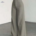 Women's High-Waisted Wide-Leg Pants - Casual Corduroy Trousers   OAXG Grey / XS