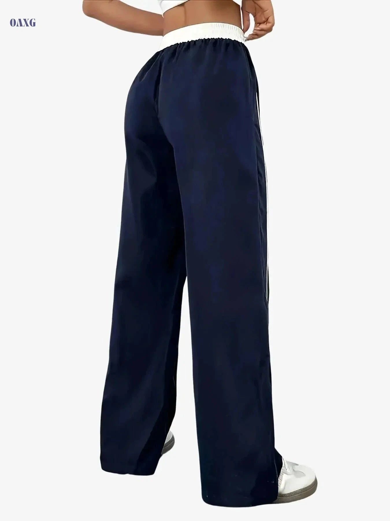Women's High-Waisted Wide-Leg Pants - Casual Drawstring Trousers   OAXG 
