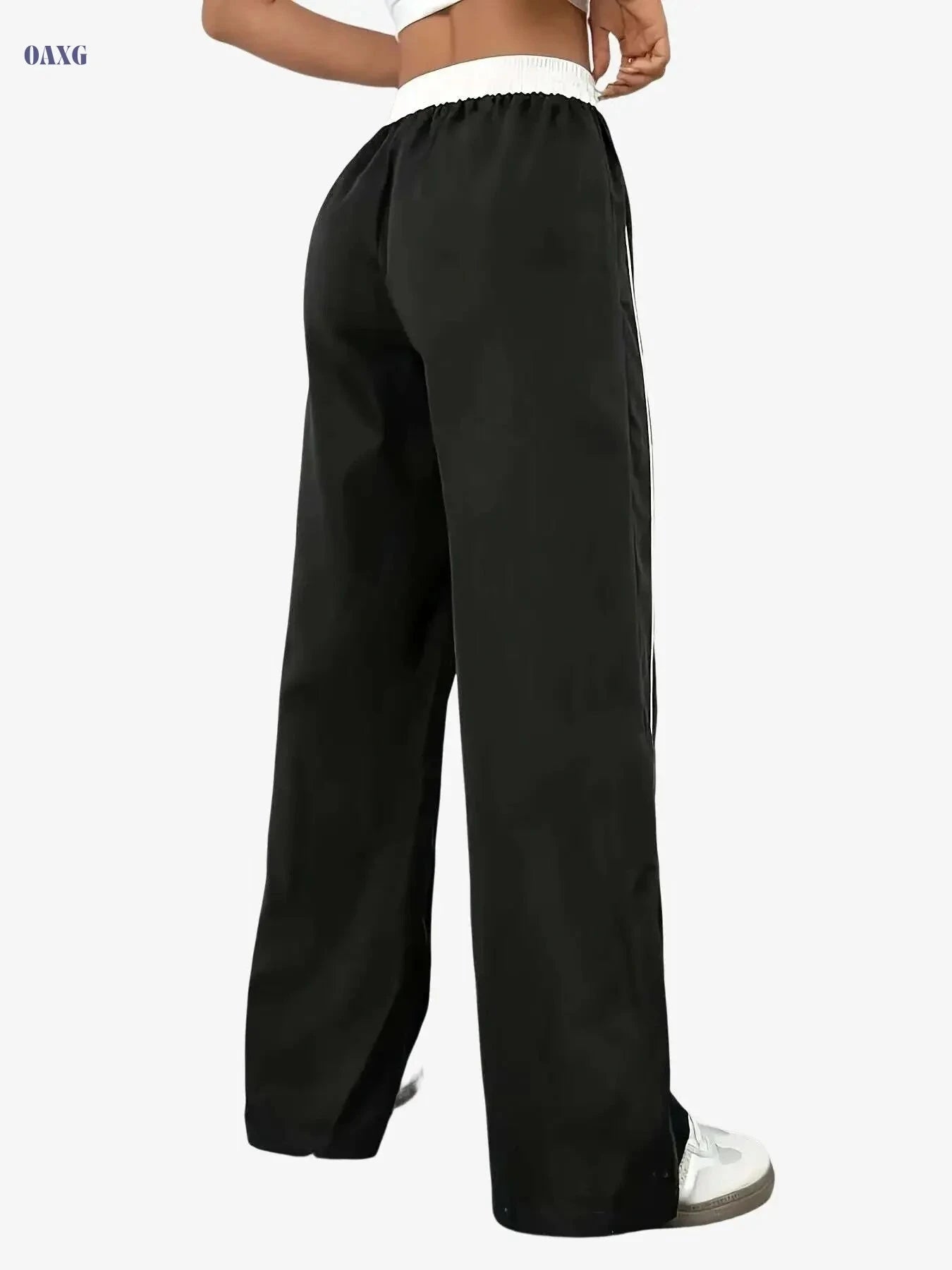Women's High-Waisted Wide-Leg Pants - Casual Drawstring Trousers   OAXG 