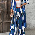 Women's Holiday 2pcs Set - Elegant Long Top & Wide-Leg Pants   OAXG Royal Blue / S