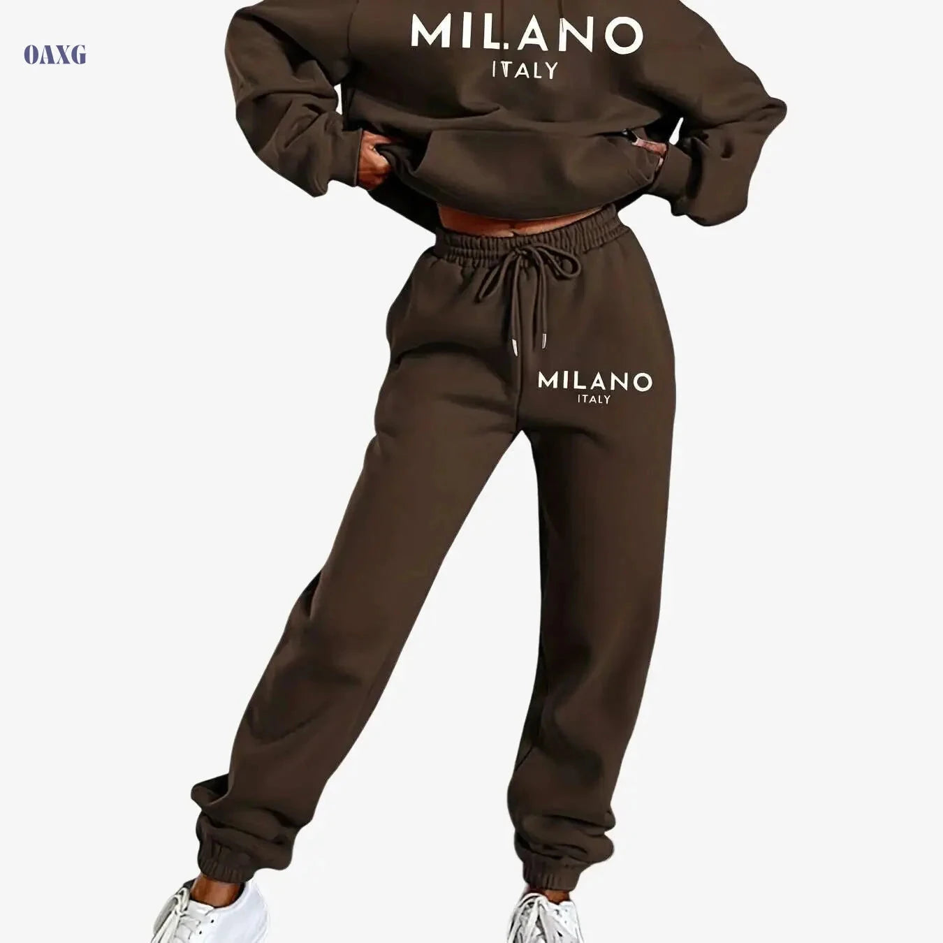 Women's Hooded Sweatshirt Set - Casual Long Sleeve Knit Fashion   OAXG 