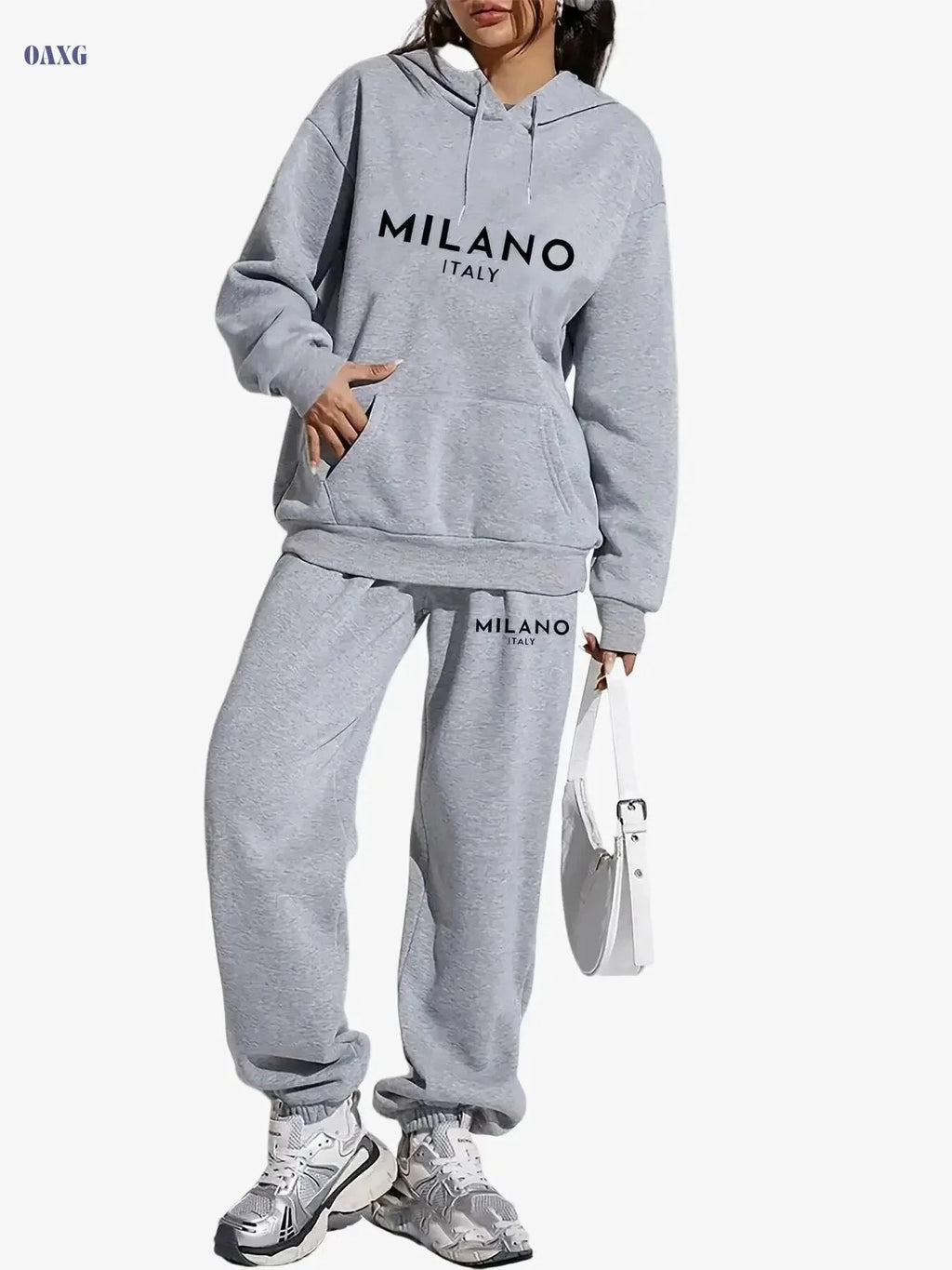 Women's Hooded Sweatshirt Set - Casual Long Sleeve Knit Fashion   OAXG 