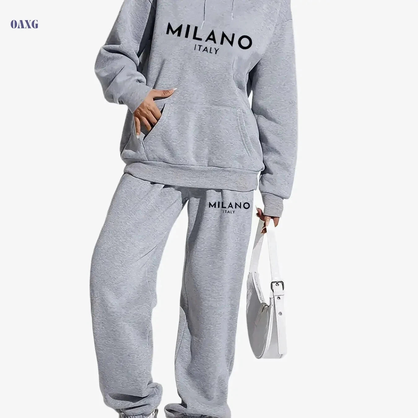 Women's Hooded Sweatshirt Set - Casual Long Sleeve Knit Fashion   OAXG 