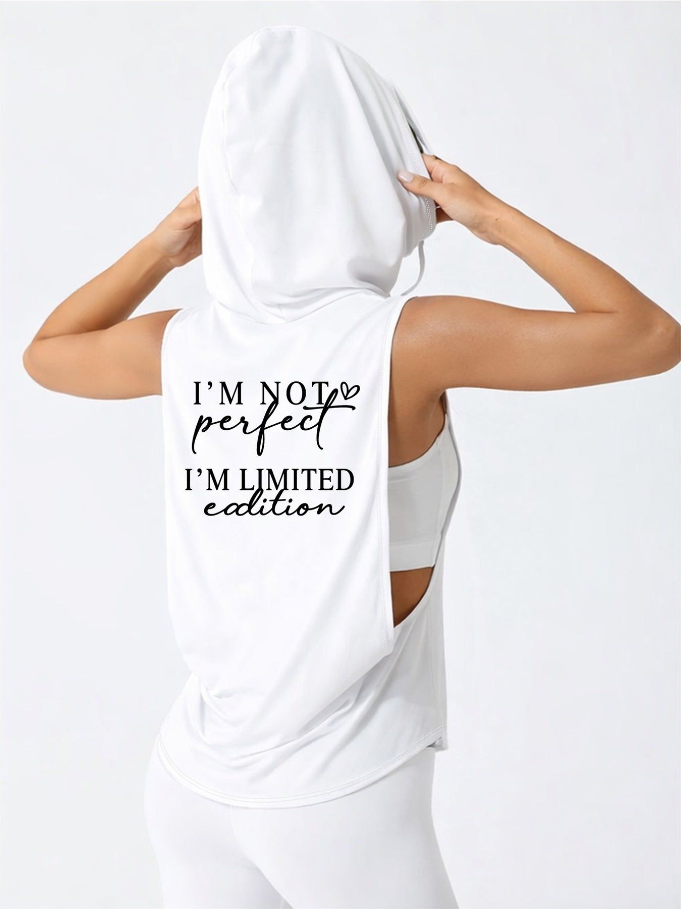 Women's Hooded Tank Top - "I'm Not Perfect" Limited Edition Print   OAXG White / S