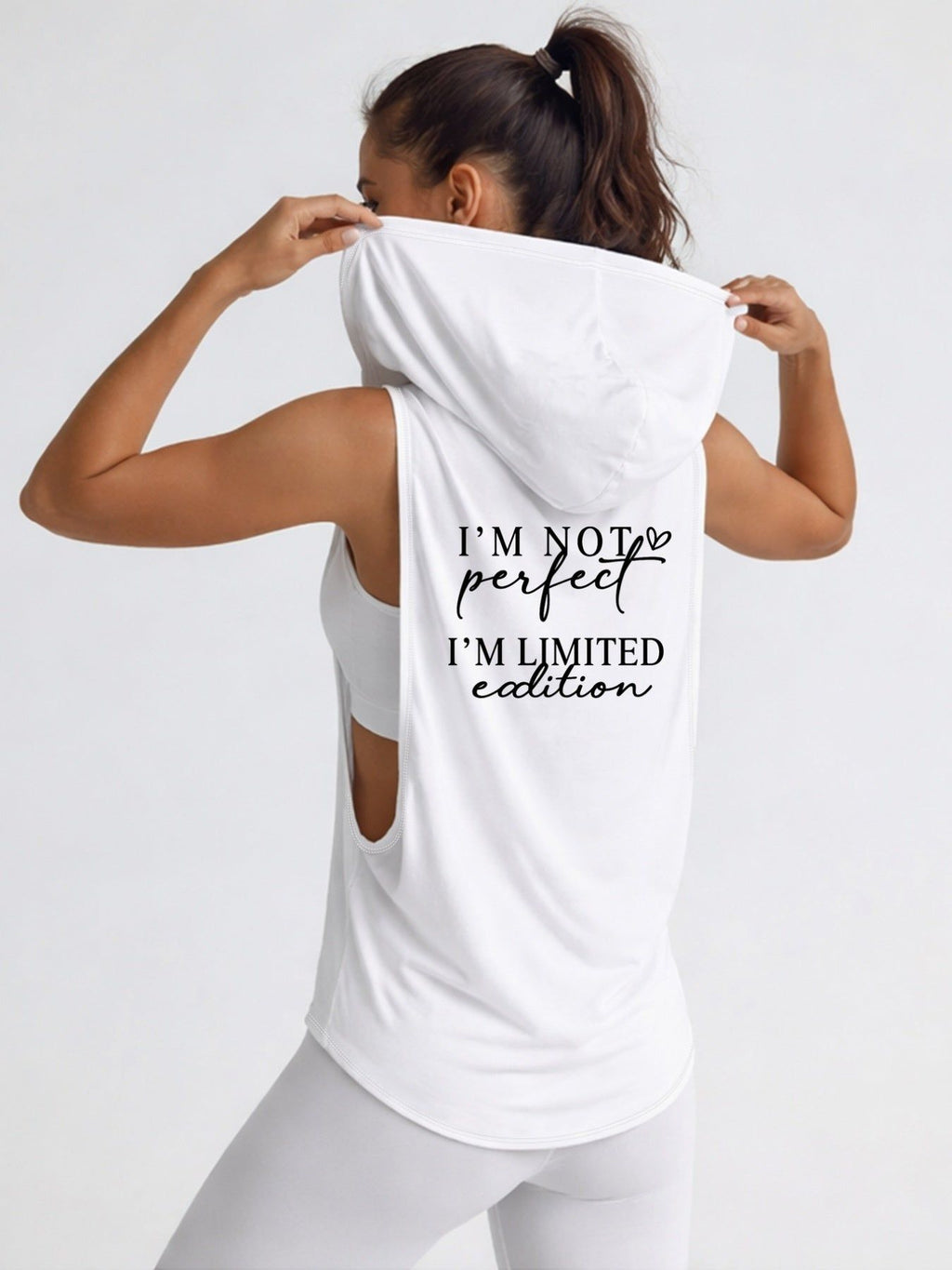 Women's Hooded Tank Top - "I'm Not Perfect" Limited Edition Print   OAXG White / S