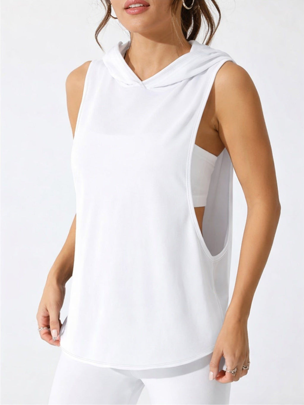 Women's Hooded Tank Top - "I'm Not Perfect" Limited Edition Print   OAXG White / S