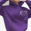 Women's Hooded Winter Sweater - Cozy Butterfly & Heart Print Pullover   OAXG Purple / XS