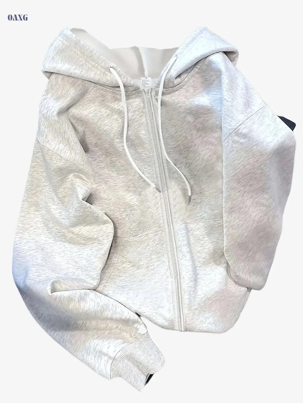 Women's Hooded Zipper Sweatshirt - Casual Geometric Pattern Hoodie   OAXG Black / S