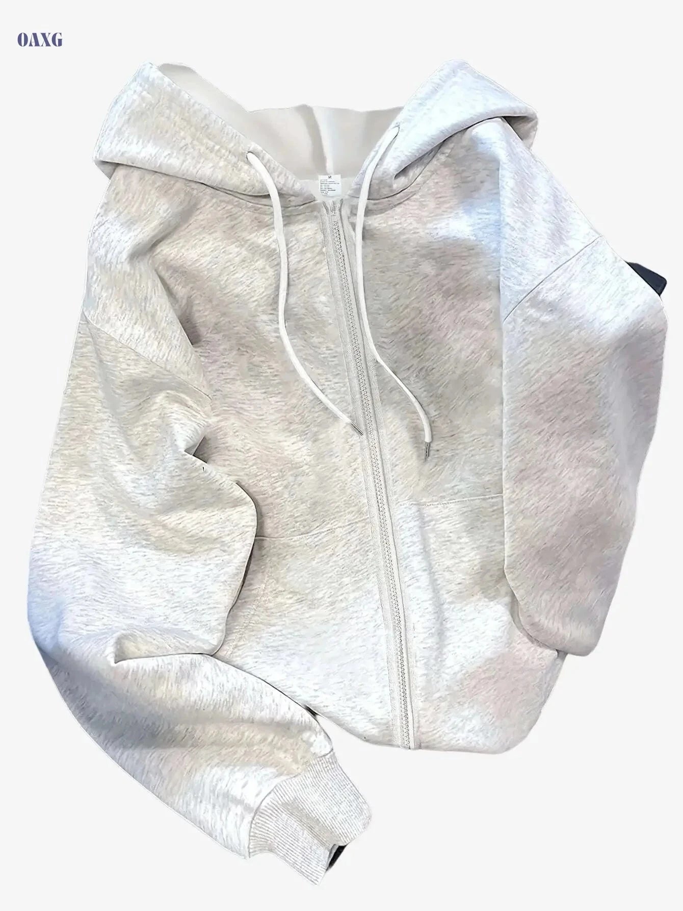 Women's Hooded Zipper Sweatshirt - Casual Geometric Pattern Hoodie   OAXG Black / S