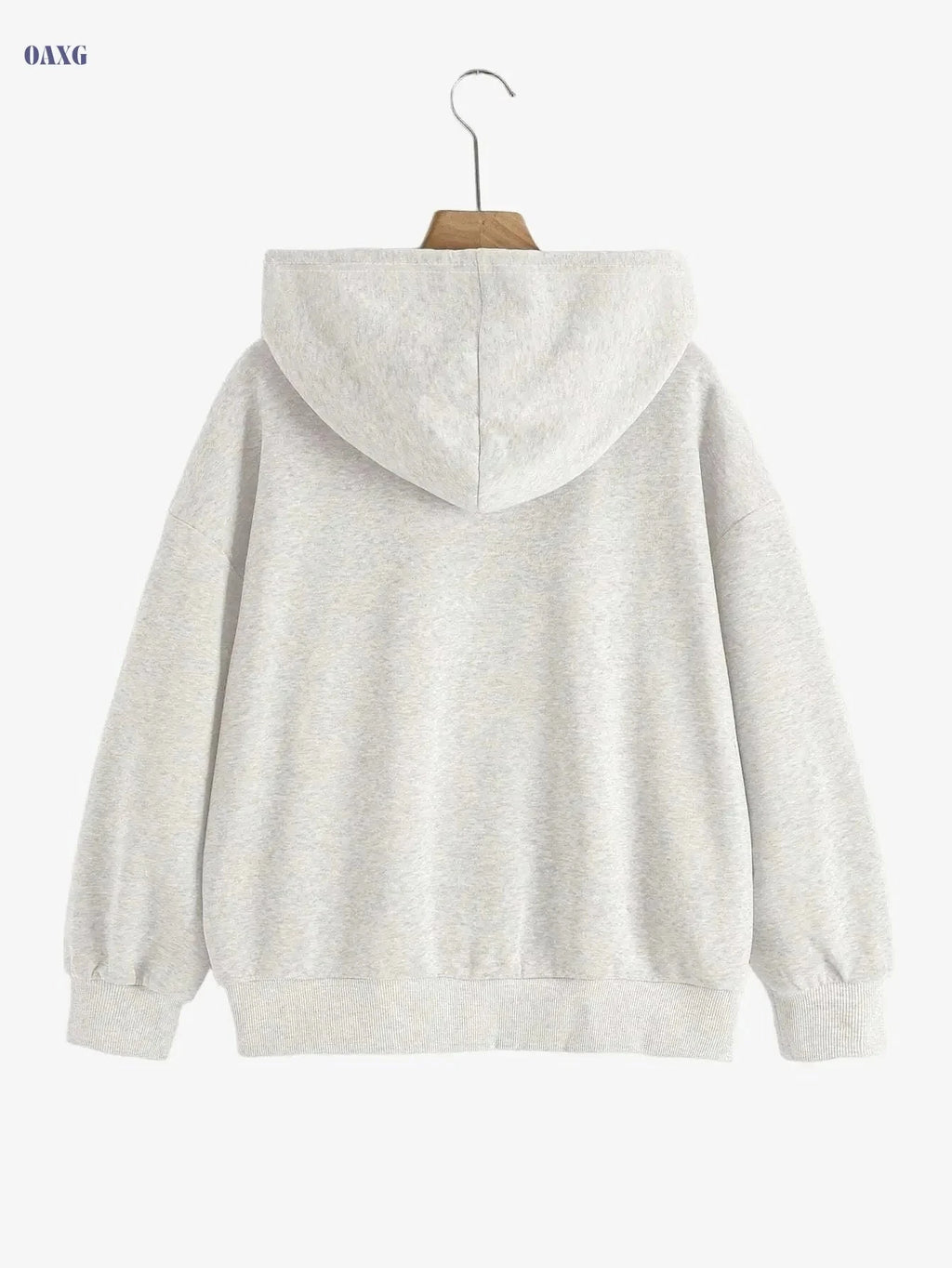 Women's Hooded Zipper Sweatshirt - Casual Geometric Pattern Hoodie   OAXG 