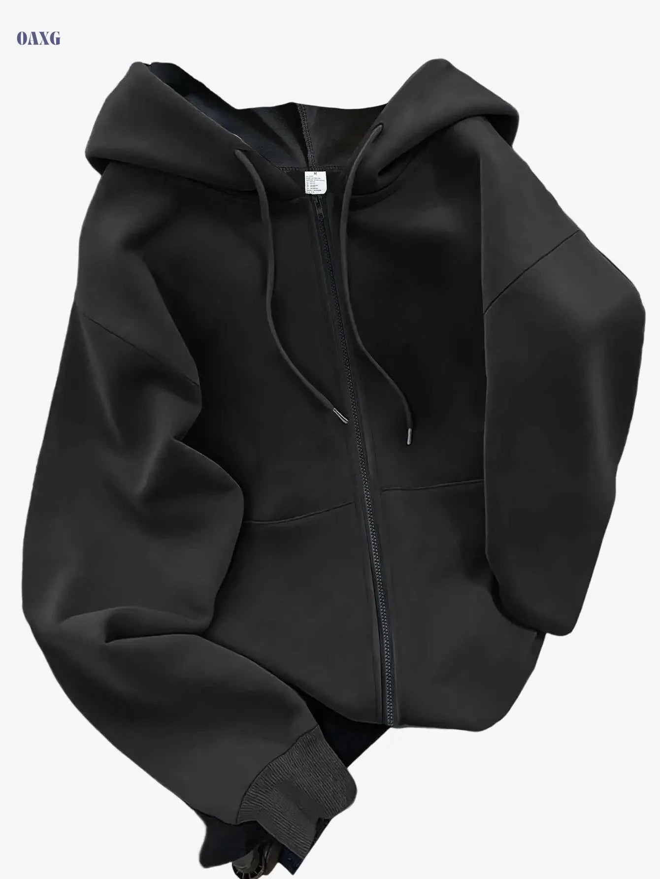 Women's Hooded Zipper Sweatshirt - Casual Geometric Pattern Hoodie   OAXG 
