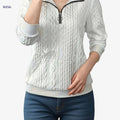 Women's Jacquard Pullover Hoodie - Long Sleeve Zipper Casual Sweatshirt   OAXG 