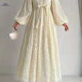 Women's Lace Collar Robe Dress - Elegant Solid Color, Machine Washable   OAXG Light Gold / S