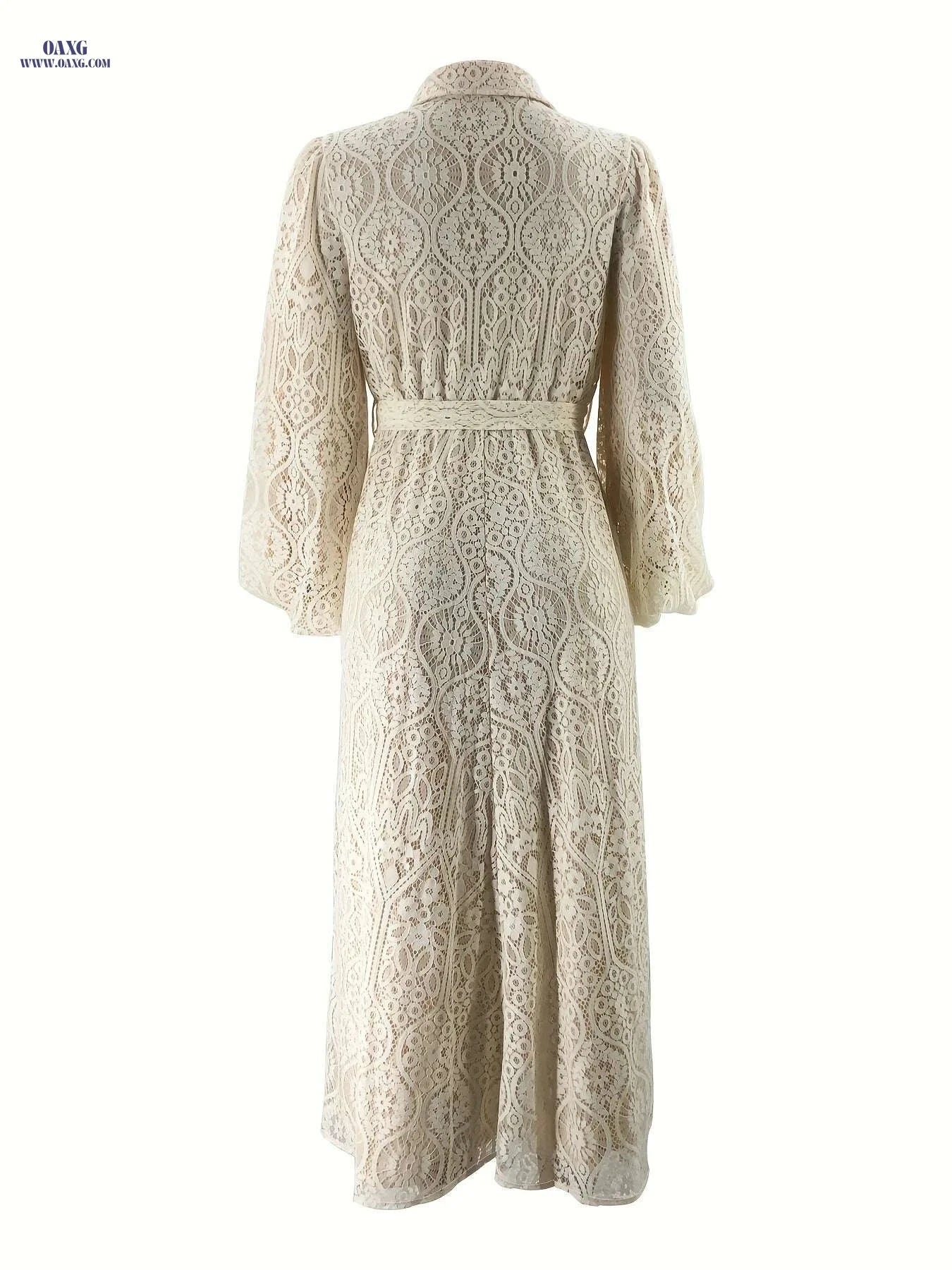 Women's Lace Collar Robe Dress - Middle Eastern Style, All Season   OAXG 