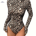 Women's Leopard Print Turtleneck Bodysuit - Y2K Style & Comfort   OAXG 