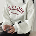 Women's Letter Print Loose Fit Crew Neck Long Sleeve Sweatshirt, Autumn/Winter Long Sleeve Top   OAXG Light Grey / S