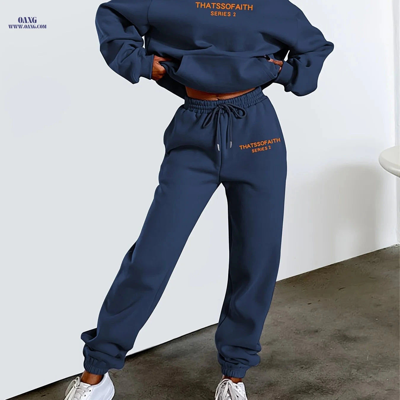 Women's Letter Print Sweatshirt & Long Pants Casual Outfit   OAXG 