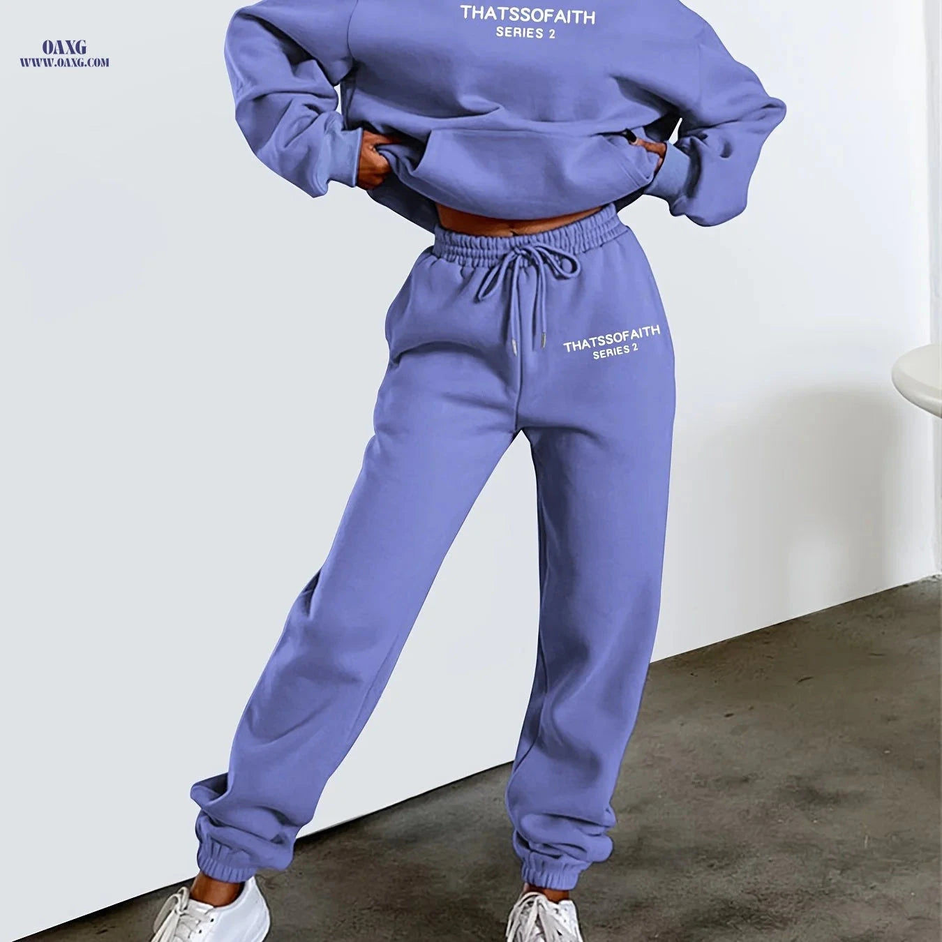 Women's Letter Print Sweatshirt & Long Pants Casual Outfit   OAXG 