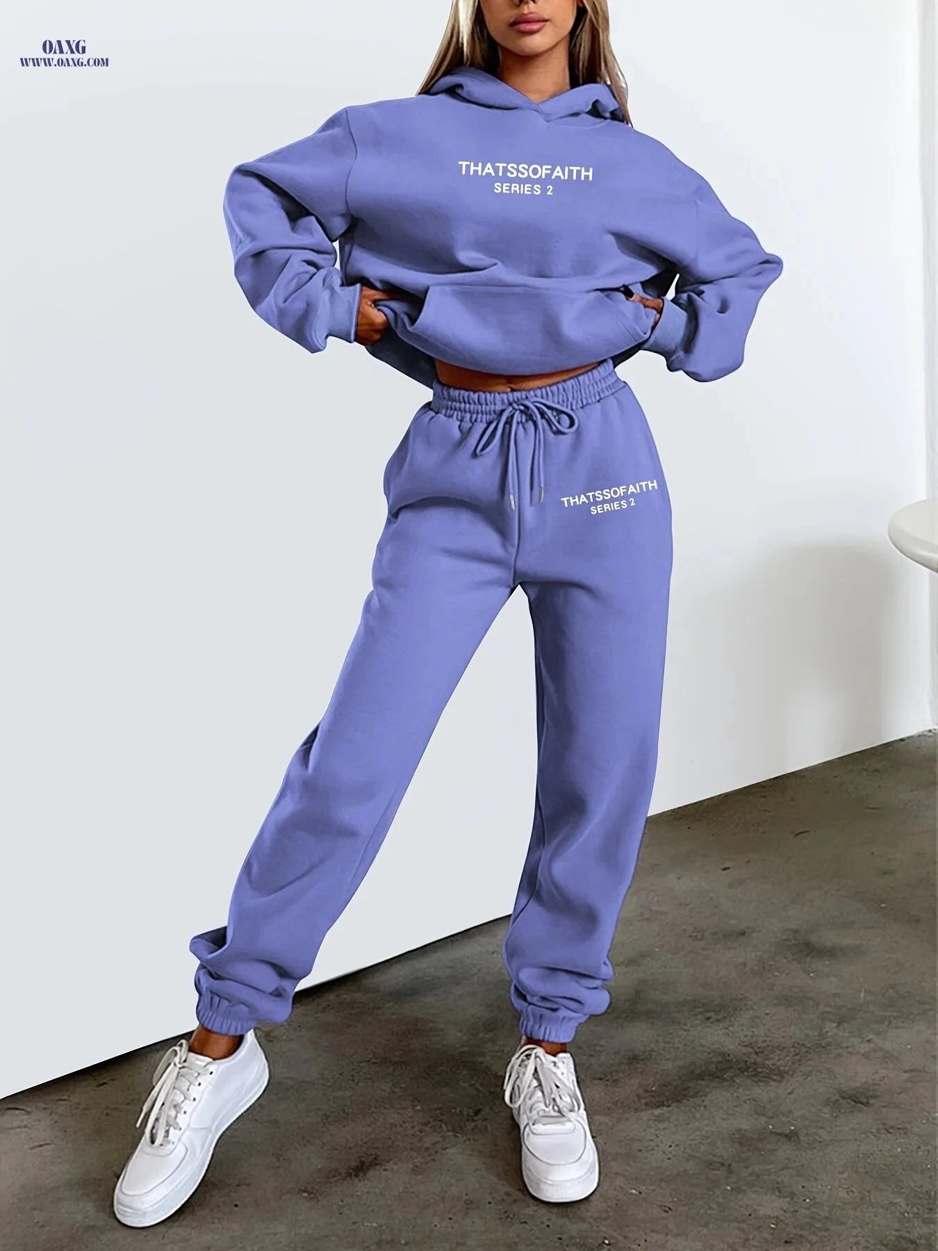 Women's Letter Print Sweatshirt & Long Pants Casual Outfit   OAXG 